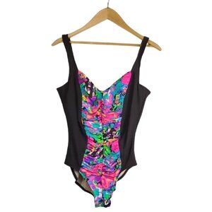 Vintage 90s The Slimsuit Ruched One Piece Swimsuit l Plus Size 20